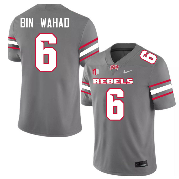 #6 Mumu Bin-Wahad UNLV Rebels College Football Jersey Stitched-Grey